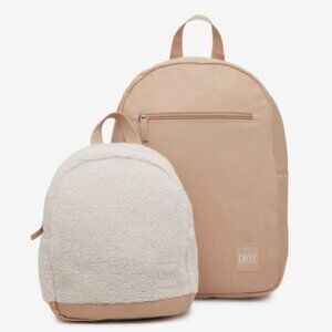 New DSW Exclusive Backpack Duo Faux Shearling Textile Beige